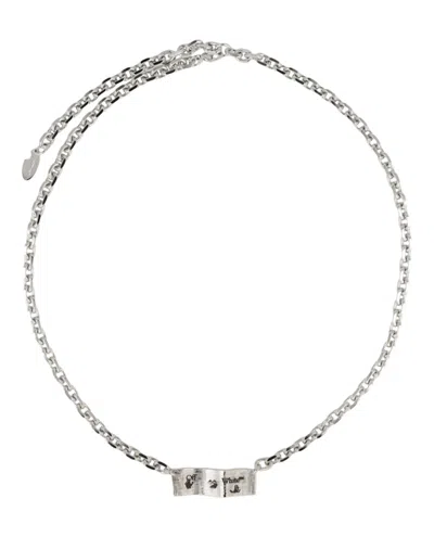 Pre-owned Off-white Men's Offwhite Swimming Logo Necklace In Silver