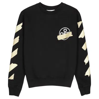 Pre-owned Off-white Men's Offwhite Tape Diag Arrows Sweatshirt In Black/beige