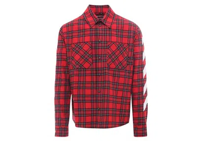 Pre-owned Off-white Men's Offwhite Tartan Diagonal Shirt In Red