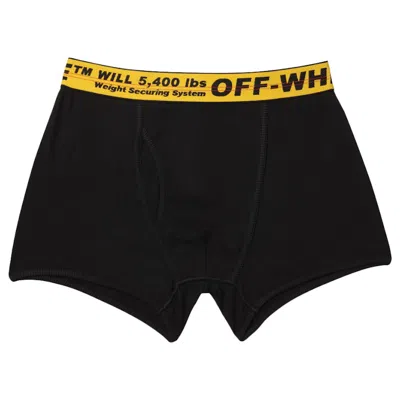 Pre-owned Off-white Men's Offwhite Three Pack Stretch Cotton Boxer Briefs (ss19) In Black/yellow