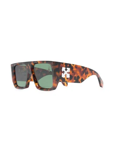 Pre-owned Off-white Men's Offwhite Tropez Rectangular Frame Sunglasses In Havana Brown/green/white (omri013s21pla0016055 In Multi