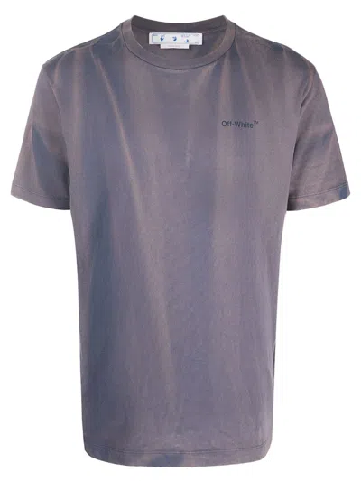 Pre-owned Off-white Men's Offwhite Twotone Striped Motif Diag Slim Fit T-shirt In Grey/blue In Multi