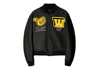Pre-owned Off-white Men's Offwhite Vars Cat Leather Jacket In Black/yellow