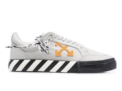 Pre-owned Off-white Men's Offwhite Vulc Low Leather Sneakers In Light Grey/yellow