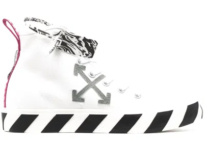 Pre-owned Off-white Men's Offwhite Vulcanized Mid Top Grey Arrow Sneakers In White Fuchsia Grey