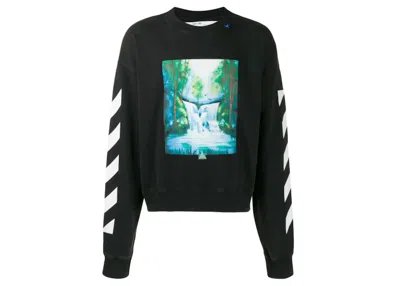 Pre-owned Off-white Men's Offwhite Waterfall Print Crewneck Sweatshirt In Black