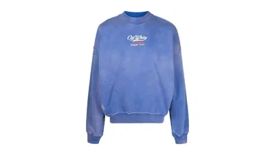 Pre-owned Off-white Men's Offwhite Wave Off Boxy Fit Crewneck Sweatshirt In Blue
