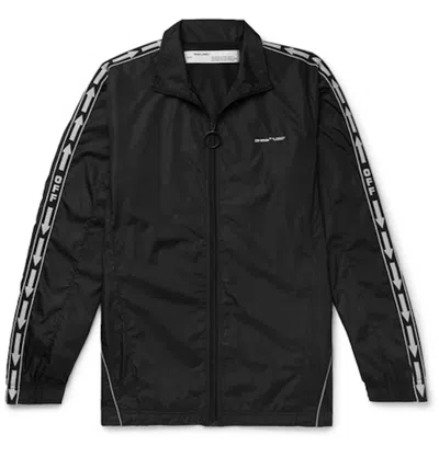 Pre-owned Off-white Men's Offwhite Webbing Trimmed Shell Track Jacket In Black