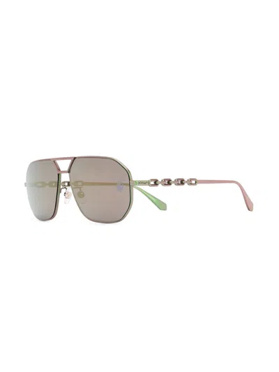 Pre-owned Off-white Men's Offwhite Wright Aviator Sunglasses In Scarabeo Green/gold (omri007f20met0015500) In Multi