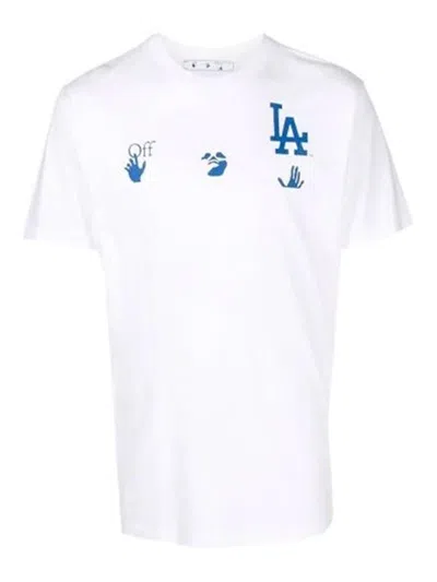 Pre-owned Off-white Men's Offwhite X Mlb Los Angeles Dodgers T-shirt In Cream/blue
