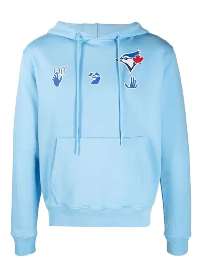Pre-owned Off-white Men's Offwhite X Mlb Toronto Blue Jays Hoodie In Light Blue/red