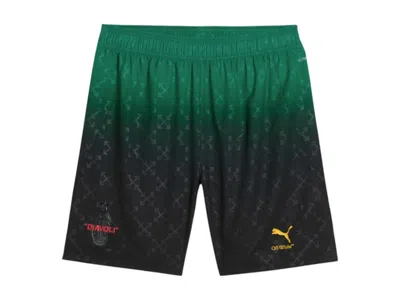 Pre-owned Off-white Men's Offwhite X Puma Ac Milan Authentic Shorts In Black/power Green