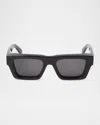 Off-white Manchester Rectangular Sunglasses In 11007black Dark Grey