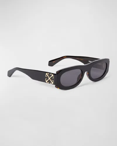 Off-white Men's Orlando Acetate Oval Sunglasses In Black/dark Grey