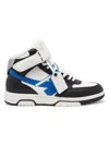 Off-white Men's Out Of Office Leather Mid-top Sneakers In Black Navy Blue