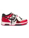Off-white Men's Out Of Office Leather Sneakers In Red Black