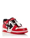 Off-white Two Tone Leather Out Of Office Mid-top Sneakers In Red Black White