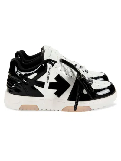 Off-white Men's Out Of Office Patent Leather Court Sneakers In Black