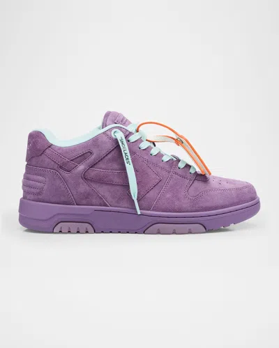 Off-white Men's Out Of Office Suede Sneakers In Ilac - Lilac