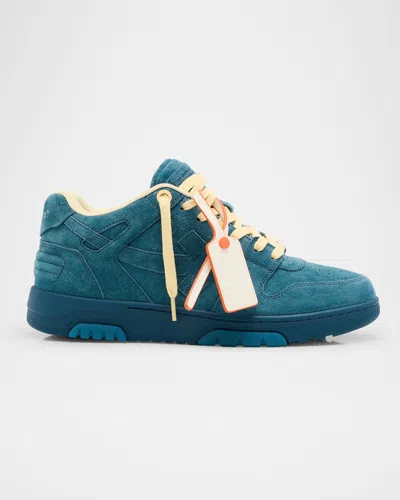 Off-white Men's Out Of Office Suede Sneakers In Petrol Blue - P