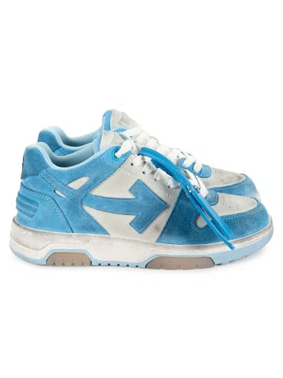 Off-white Men's Out Of Office Two Tone Suede Sneakers In Blue