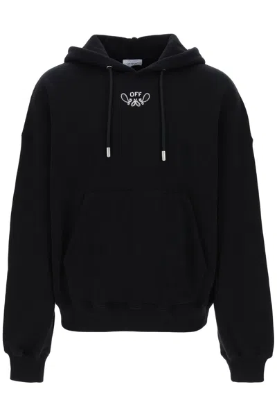 Off-white Men's Oversized Hooded Sweatshirt With Paisley Embroidery In Black