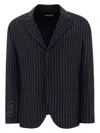 Off-white Pinstriped Blazer With Structured Silhouette In Blue