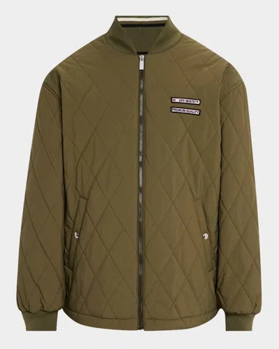Off-white Men's Premium Quilted Bomber Jacket In Winter Moss - W