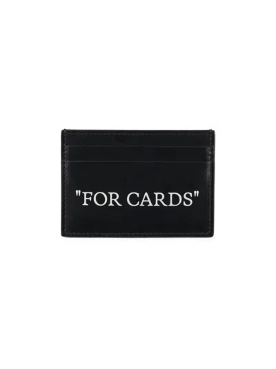 Off-white Men's Quote Bookish Leather Card Case In Black White