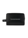 OFF-WHITE MEN'S QUOTE BOOKISH LEATHER TOILETRY POUCH