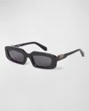 Off-white Men's Renton Acetate Oval Sunglasses In 1007 Black Dark Grey