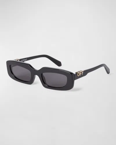 Off-white Men's Renton Acetate Oval Sunglasses In 1007 Black Dark Grey