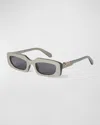 Off-white Men's Renton Acetate Oval Sunglasses In 6e07 Taupe Dark Grey