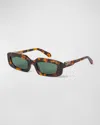 Off-white Renton Green Oval Unisex Sunglasses Oeri13c 6055 52 In Green
