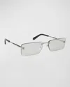 Off-white Men's Riccione Metal Rectangle Sunglasses In Silver