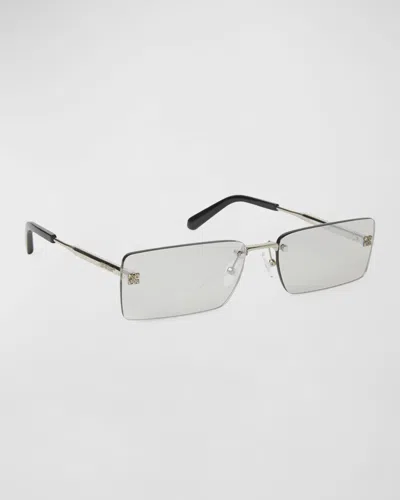 Off-white Men's Riccione Metal Rectangle Sunglasses In Gray