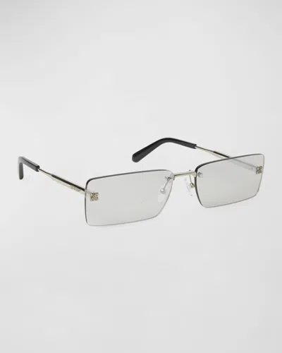 Off-white Men's Riccione Metal Rectangle Sunglasses In Silver