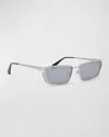 Off-white Men's Richfield Metal Rectangle Sunglasses In Silver Silver Mirro