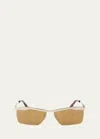 OFF-WHITE MEN'S RIMINI METAL RECTANGLE SUNGLASSES