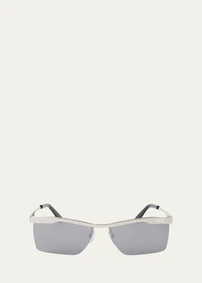 Off-white Men's Rimini Metal Rectangle Sunglasses In Gray