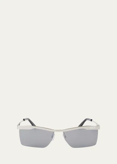 Off-white Men's Rimini Metal Rectangle Sunglasses In Silver