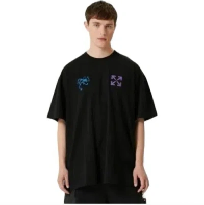 Pre-owned Off-white Men's Seasonal Blue 90's Liquid Over Shortsleeve Tee Shirt Black Blue