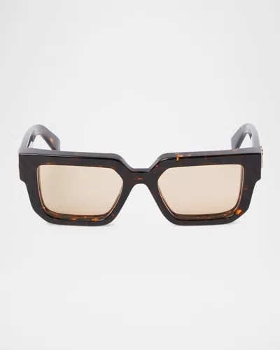 OFF-WHITE MEN'S SILVERSTONE ACETATE SQUARE SUNGLASSES