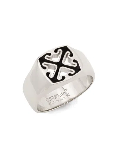 Off-white Men's Silvertone Enamel Signet Ring