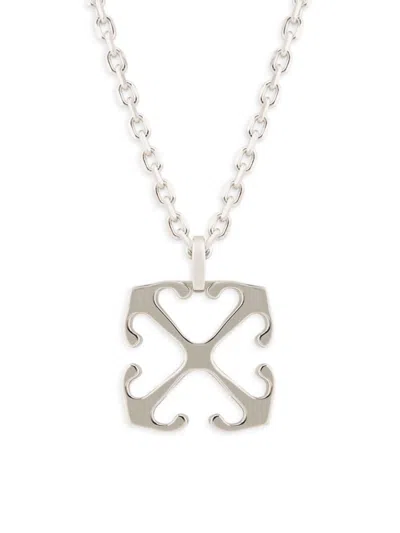 Off-white Men's Silvertone Logo Enamel Necklace