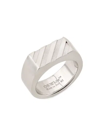 Off-white Men's Silvertone Textured Ring
