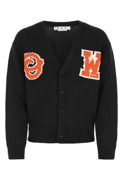 Off-white Off White Men Slate Cotton Blend Cardigan In Black
