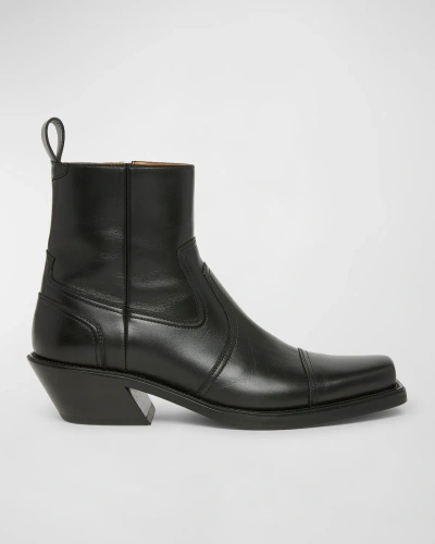 Off-white Men's Slim Texan Leather Ankle Boots In Black Black