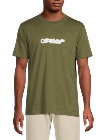 Off-white Men's Spray Arrow Slim Fit Cotton Jersey T-shirt In Green