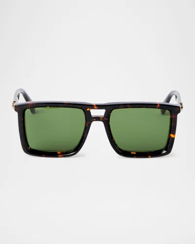 OFF-WHITE MEN'S STRATFORD ACETATE SQUARE SUNGLASSES